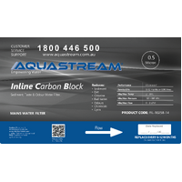 Aquastream Inline Carbon Block Filter Cartridge 1 Micron - 1/4" Threaded