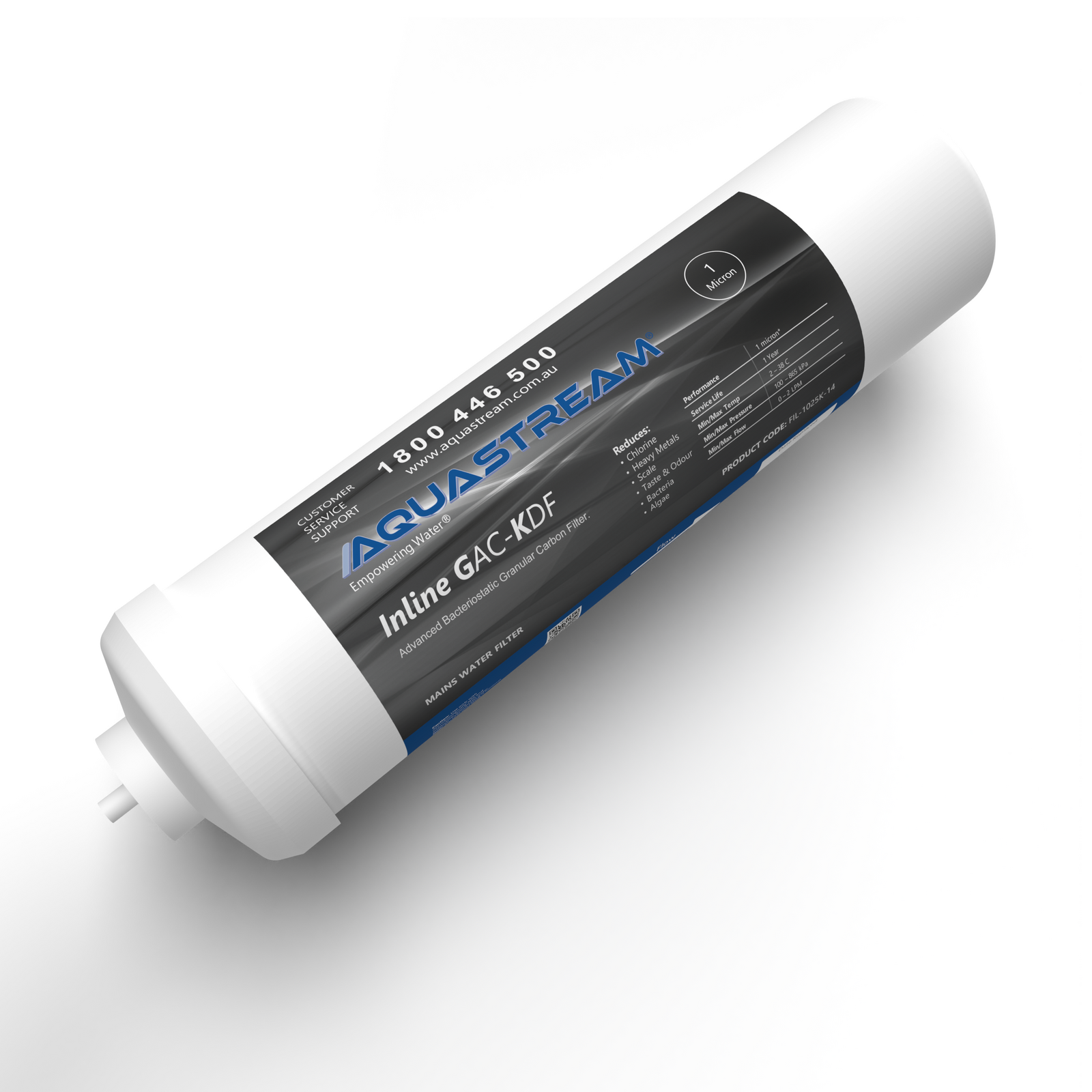 Aquastream Inline GAC/KDF Carbon Filter Cartridge - 1/4" Threaded