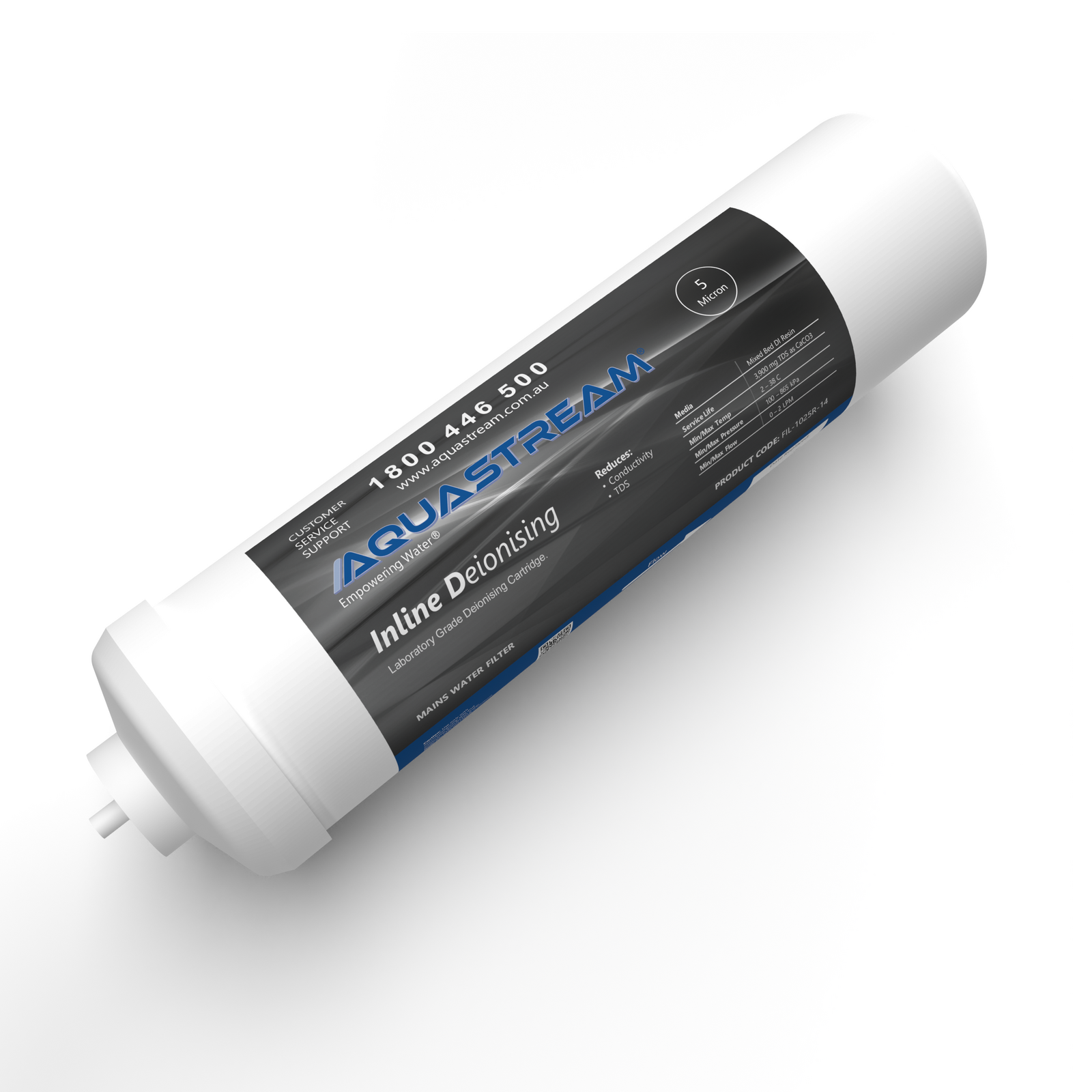 Aquastream Inline Deionising Filter Cartridge - 1/4" Threaded
