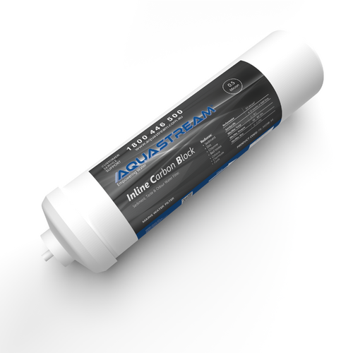 Aquastream Inline Carbon Block Filter Cartridge 1 Micron - 1/4" Threaded